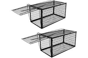2-Pack Large Live Mouse Rat Traps, 29 x 14 x 14 cm, Heavy Duty Metal Mesh, Indoor Outdoor Humane Catch Satargo