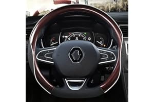 ZHONGYISHANGMAO123 Funda Volante Coche Protector Cuero Para Volante Coche Para Renault Para Scenic Para Clio Para Laguna 2 3 4 5 Para Kangoo Para Fluence Para Megane Funda Volante (Color : COFFEE D SHAPE)