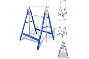 Jopassy Juego de 6 soportes para andamios, capacidad de carga de 200 kg, 7 niveles, altura ajustable, 80 – 130 cm, caballete de trabajo de metal, bastidores de andamios