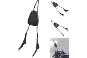 Benlari Gloss Black Detachable Sissy Bar Passenger Backrest Pad Compatible 2004-2023 for Harley Davidson Sportster XL 1200 883 SuperLow Iron 48 (Tall Sissy Bar)