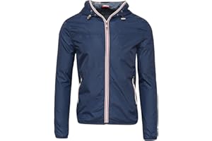 Evoga Giubbotto giacca uomo estivo trench giubbino slim fit impermeabile con cappuccio