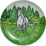 Das Pferd-Glasierte Keramiktopf von Hand verziert, Größe 25,3 cm-MADE in Italien Lucca Toskana, Zertifikat.Ein einzigartiges Werk des keramischen Kunstlehrers Davide Pacini