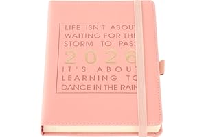 MLJTOYO 2026 Diary Day Per Page,A5 Daily Planner Diary from January 2026 to December 2026,Orgainser Schedule Monthly Planner with Pen Holder,Bookmarks,Inner Pocket,Pink
