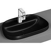 VitrA Frame 5696B483-0041 Tezgah &Uuml;st&uuml; TV Lavabo, Armat&uuml;r Bantlı, VitrA Clean, 57 cm, Mat Siyah