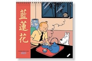 ZYZYZK Calendario de pared 2025 Tintín Le Lotus Azul 30 x 30 cm (24487)