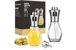 LEMCASE Vaporisateur Huile Cuisine 2Pièces 200ML Spray huile d'olive cuisine Air Fryer flacon Pulverisateur Anti Goutte, Avec Distributeur,pour Viande Rôtie,Four,Barbecue