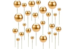 KAIAIWLUO Topper Foam Ball Torta,40 pcs Topper Torta Palloncini Mini Rotondo Oro Cupcake Toppers Decorazioni Schiuma Palla Torta Picks per Matrimoni Compleanni Feste