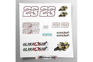 Stickersland - Kit adesivi Luca Salvadori 23 moto adesivo Like a Sir stickers | Vinile Adesivo FACILE APPLICAZIONE Stampa UV |