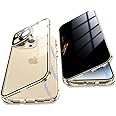 Jonwelsy Anti Peeping Case for iPhone 14 Pro Max, 360 Degree Front and Back Privacy Tempered Glass Cover, Anti SPY Screen, Anti Peep Magnetic Adsorption Metal Bumper for iPhone 14 Pro Max (Gold)
