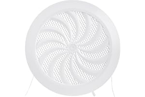 Vent Systems Rejilla de ventilación redonda de 125 mm, de plástico blanco, con cierre, con protección contra insectos, para exterior, interior, cobertizo de jardín, baño, garaje, HVAC