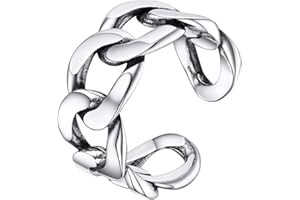 PROSILVER Anillo de Dedo Ajustable Plata 925 con Detalles, Anillo de Cruz Cadenas Banda Luna Estrella Nudo Celta, Anillo de Boda para Mujeres Hombres (Con Caja de Regalo)