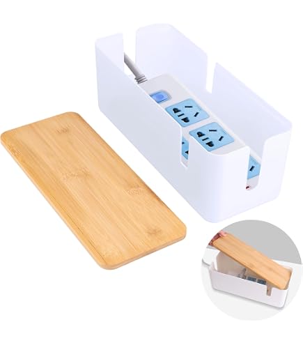 Boîte Rangement Câbles Blanc - Cache-prise Anti-poussière Avec Fente Téléphone - Organisation Bureau Et Multiprises