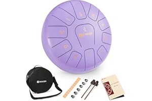 VANGOA Tambor de Lengüeta de Acero Apto para Infantil,adulto, 10 Pulgadas 11 notas, Handpan drum C Instrumento de percusión for meditación relajación de yoga con Mazos y Bolsa de Transporte Morado