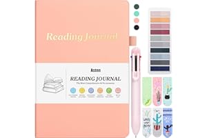 ASTEN Reading Journal with Bookmarks, Book Tabs, Multicolor Pen, Book Journal for Book Lovers Gift, Book Tracker Journal for Reader, Reading Log with Book Accessories, Book Review Journal for Women Men Pink