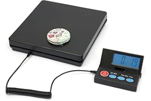 SHZICMY LCD Paketwaage 50kg/110lbs Präzisionswaage Briefwaage Plattformwaage Hochpräziser Sensor 9,65×9,65×1,97in 1 xWiegeindikator,1 xWaagenplattform,1 xSpiralkabel,1 xHandbuch