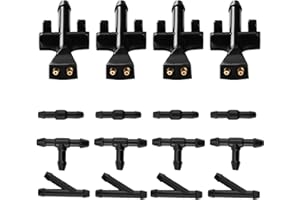 Lyeteung 4 Stücke Auto Frontscheibenwischer Düsen, Auto Frontwischer Waschdüsen Wassersprüher 93387764 1451243, mit 12 Stücke Schlauchverbinder, Kompatibel mit Meriva A 2003-2010