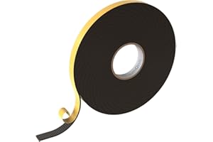 Lumonic 10m EPDM Bande d'étanchéité autocollante 15mm x 2mm I Bande pour fenêtres et portes I Joint de fenêtre porte caoutchouc pour protection contre le froid