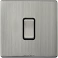 Gloss Brush Chrome Single Light Switch 1 Gang 2 Way N302DME Screwless Finish Wall Plate