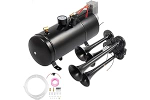 IROPRO 12V Train Air Horn Kit with 3L (0.8 gallon) Tank, 120PSI Air Compressor Kit with 4 Trumpet, 150dB 3L Tank for Car Truck Lorry Trains Boat