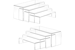 Viymgit 8Pcs Acryl Risers, klare rechteckige Tiered Display Stand, Tabletop Display Riser Regal für Collectibles Schmuck Funko Pop Figuren Spielzeug Cupcake Dessert Dekorationen