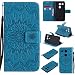 Produktbild Lonchee LG Nexus 5X Leder Wallet Tasche Brieftasche Schutzhülle , Sonnenblumen geprägten Muster Design Hochwertige PU Leder Folio Tasche Case Hülle im Bookstyle mit Standfunktion Kredit Kartenfächer (blau)