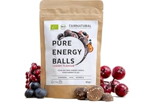 FAIRNATURAL® Pure Energy Balls [1 BALL WIRKT WIE 1 KAFFEE] - Energyball als Snack Alternative zu Riegel - Superfood Snack mit Guarana, Acai & Datteln - Vitalball - Snackball (80g)