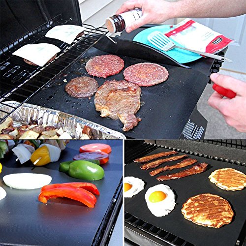 BBQ Antihaft Grillmatten 3er Set zum Grillen und Backen, aus Silikon mit Teflon Antihaftbeschichtung Extra Groß und Langlebig, Ideal für Holzkohle Grill, Elektronisches Grill, Backofen, Dampf-Backofen, Mikrowelle etc - 6