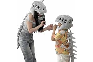 DUJUANUS Spinosaurus Plush Dino Outfit, Costume da dinosauro di peluche Spinosaurus, costume da dinosauro con design scheletro 3D per Halloween, lavabile in lavatrice