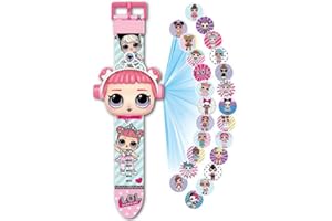 MAXPRO Reloj LOL Surprise proyector 20 figuras muñeca LOL, Reloj electrónico Niño Niña L.O.L, Proyección Juguetes, rosa, correa