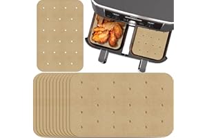 ZOKJSW 100 sztuk papieru do pieczenia do frytkownicy na gorące powietrze, prostokątne, 20,5 x 14 cm, papier do pieczenia Ninja Food Dual Air Fryer, kompatybilne z Ninja AF300EU AF400EU, akcesoria Dual