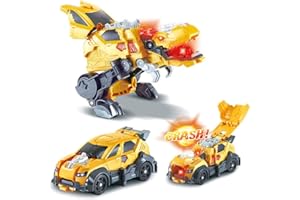 VTech - Switch & Go Dinos Crash, Dinosaure Sonore Zyrex, Le T-Rex, Jouet 2 en 1 Transformable en Voiture de Rallye, Bataille de Dinos Explosive, Cadeau Enfant Dès 4 Ans - Contenu en Français