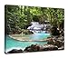 Bilderdepot24 Wall Art - Canvas Picture "Waterfall in the forest" 15.75 inch x 11.81 inch - Gallery wrapped, directly from the manufacturer