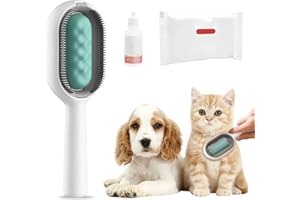 Nexoria Szczotka dla psa ze zbiornikiem na wodę, 4 w 1, uniwersalny przyrząd do usuwania węzłów dla zwierząt domowych, ze zbiornikiem na wodę, wilgotne chusteczki, wielofunkcyjna, samoczyszcząca