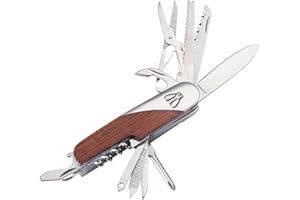 LAGUIOLE - Coltello Multifunzione - Manico in Palissandro - 11 funzioni - con Custodia in Pelle -