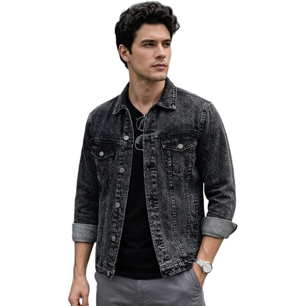 Buy KLIZEN Light Black Denim Jacket (Medium) at Amazon.in