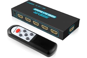 SGEYR Switch Hdmi 4k, Switch Hdmi 4k 5 Entrées 1 Sortie, Switch Hdmi avec Telecommande, Commutateur Hdmi, Switch Hdmi 1.4, Switch Hdmi Commutateur, pour PS5, Lecteur, DVD, Projecteur, Windows