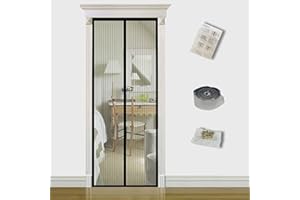 TQFlow Magnetic Screen Door,85x195cm Fly Screens for Doors,Anti Mosquito Heavy Duty Bug Mesh Curtain,Snap Shut Automatically Insect Door Screen with Full Frame Magic Tape&Powerful Magnets