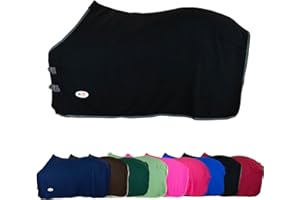RL24 - Abschwitzdecke Basicline – Pferdedecke mit Schweifkordel, Widerristpolster & Metallverschluss – atmungsaktive Fleecedecke – Pferde Zubehör – Transportdecke in Schwarz – 95cm