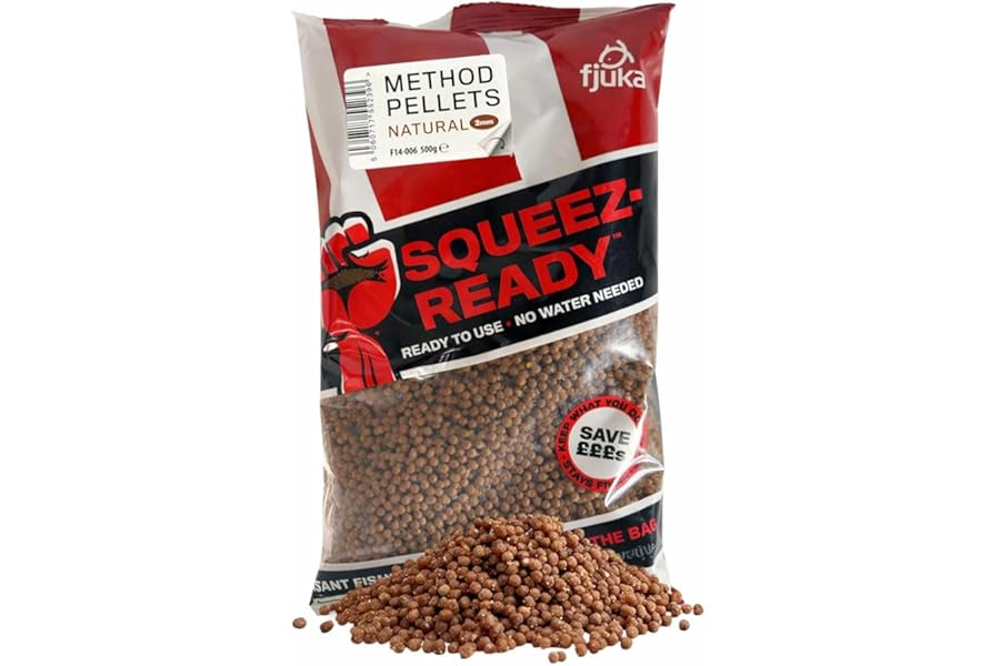 Fjuka Squeez-Ready Method Pellet 2mm | Ready-prepped Method feeder pellet | Carp, F1s, tench, bream etc | 500g Bag