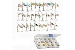QIGEN LTD 30pcs Fishing Lures - Hard Metal Spinner Lures & Spinner Baits for Perch, Pike, Walleye, Trout, Salmon & Bass