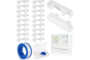 DBTW Lot de 20 couvercles de drainage de fenêtre blancs - Capuchons décoratifs pour fente d'eau - Couvercle de trou de vidange de fenêtre avec ruban adhésif plombier de 10 m - Boîte de rangement