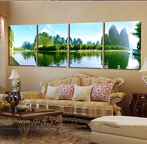 Pingofm Landscape paintings decorate the modern minimalist sofa hanging on the wall paint water and mountains bedroom garden restaurant with no frame animation decorative painting,35*50,12mm,J