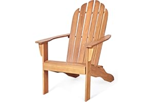 COSTWAY Silla Jardín Adirondack de Madera, Silla de Madera de Jardín con Reposabrazos y Respaldo Alto, Silla Jardin Exterior para Terraza Balcón, Silla para Hogueras de 69 x 88 x 103 cm, Natural