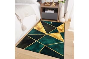 Decorator HOME Designer Teppich Fancy III für Wohnzimmer – Waschbar & rutschfest 60x100 cm - Fußbodenheizung geeignet - Polyester Gold Vielseitig & Pflegeleicht