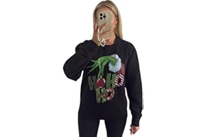 Crazy Fashion Womens Long Sleeve Merry Christmas Slogan Print Xmas Oversized Sweatshirt Ladies Round Neck Christmas Tree Jumper Top Pull Over Cardigan for Winter UK Size 8-14