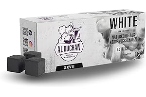 Al Duchan Shisha Kohle Naturkohle – Premium Kokoskohle für Wasserpfeife – 1KG, 4KG, 10KG, 20KG – Hohe Hitze, Lange Brenndauer (White 27x27x27mm 1KG)