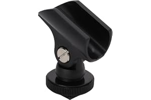 Dpofirs 3/8" Microphone Clip Holder Plastic Microphone Clip Stand with Hot Shoe and 1/4" Screw Hole for DSLR Camera
