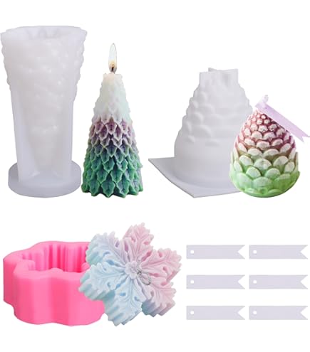 2 Stuks Kerstboom Siliconen Mal, Kaarsvorm Gieten Kerst, DIY Siliconen Kaarsen Gietvorm, Siliconenvorm kaarsenvorm Kerstmis, voor Aromatherapie Kaars, Zeep
