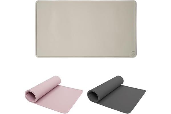 LucyBalu® Tapis de gamelle pour Chat | Tapis antidérapant en Silicone XL Taupe | Set de Table rectangulaire