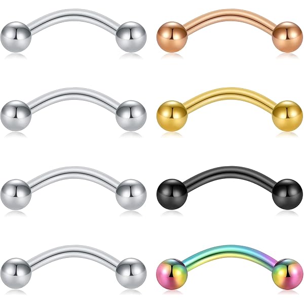 Titan-Piercing „Banane“ – 1,6 Mm Stärke, 6 Längen (5–14 Mm), Mit Kugeln, Nickelfrei, Silber